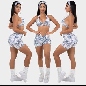 Marble workout shorts